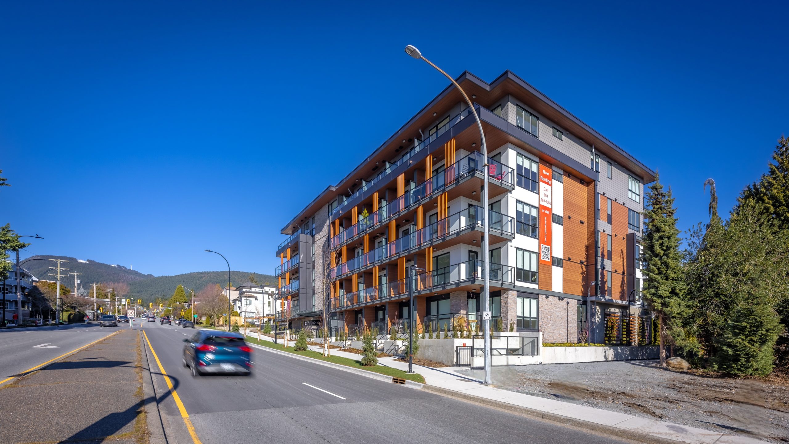 Evening view of the AXIR residences exterior